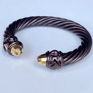 David Yurman Aluminum 18k Gold Tip Renaissance Bracelet 10mm Black/Brown M-L